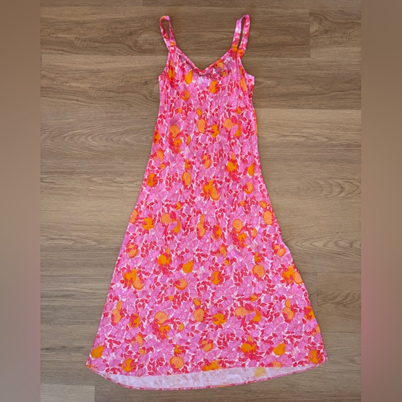 J.Crew Pink lemon maxi dress Gwyneth V-neck cupro-blend slip dress size 2 - Picture 1 of 3